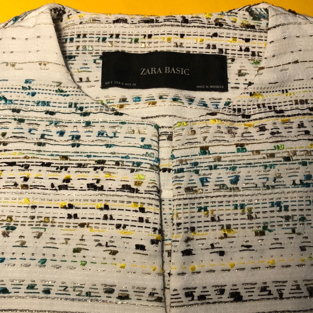 Zara Basic Structured Multicolor Peplum Blazer - image 5